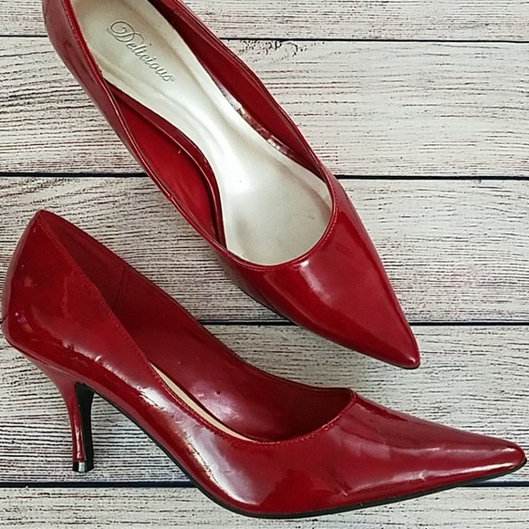 red pumps 3 inch heel